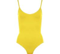Pretty Attitude Women Ladies Sleeveless Strappy Cami Bodysuit Leotard Plain Stretch Sexy Tank Top UK Sizes 8-26 (Yellow, 16-18)