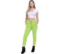 Pretty Attitude Women’s Italian Magic Trouser Pants-Ladies Plain Summer Casual Joggers Bottom Plus Size Pants (UK, Numeric, 16, 20, Regular, Regular, Lime Green)