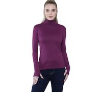 Pretty Attitude Women’s Long Sleeve Polo Neck Top with Thumb Hole Ladies Roll Neck Stretch Gym Yoga Running Base Layer Soft Viscose High Neck Pullover UK Sizes 8-14
