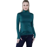 Pretty Attitude Women’s Long Sleeve Polo Neck Top with Thumb Hole Ladies Roll Neck Stretch Gym Yoga Running Base Layer Soft Viscose High Neck Pullover UK Sizes 8-14