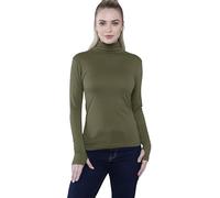 Pretty Attitude Women’s Long Sleeve Polo Neck Top with Thumb Hole Ladies Roll Neck Stretch Gym Yoga Running Base Layer Soft Viscose High Neck Pullover UK Sizes 8-14