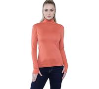 Pretty Attitude Women’s Long Sleeve Polo Neck Top with Thumb Hole Ladies Roll Neck Stretch Gym Yoga Running Base Layer Soft Viscose High Neck Pullover UK Sizes 8-14