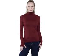 Pretty Attitude Women’s Long Sleeve Polo Neck Top with Thumb Hole Ladies Roll Neck Stretch Gym Yoga Running Base Layer Soft Viscose High Neck Pullover UK Sizes 8-14