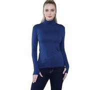 Pretty Attitude Women’s Long Sleeve Polo Neck Top with Thumb Hole Ladies Roll Neck Stretch Gym Yoga Running Base Layer Soft Viscose High Neck Pullover UK Sizes 8-14