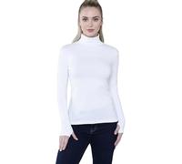 Pretty Attitude Women’s Long Sleeve Polo Neck Top with Thumb Hole Ladies Roll Neck Stretch Gym Yoga Running Base Layer Soft Viscose High Neck Pullover UK Sizes 8-14