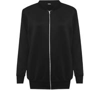 Pretty Attitude Women’s Long Sleeve Zip Up Bomber Jacket Ladies Elasticated Plain Jacket Plus Size (UK, Numeric, 22, 24, Regular, Regular, Black)