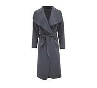 Pretty Attitude Women's Belted Duster Jacket Drape Long Coat Ladies Waterfall Italian Trench (Charcoal, 10)