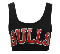 Pretty Attitude Womens Bulls Crop Top Vest Mini Chicago Bralet Gym Work Out Sports Basketball Top (14, Bulls Crop Top Black)
