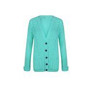 Pretty Attitude Womens Cable Knit Cardigan Chunky Button Everyday Aran Long Sleeves Grandad Plus Sizes (10, Aqua)
