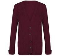 Pretty Attitude Womens Cable Knit Cardigan Chunky Button Everyday Aran Long Sleeves Grandad Plus Sizes (24, Wine)