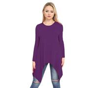 pretty attitude Womens Long Sleeve Hanky Hem Marl Knitted Baggy Ladies Oversized Swing Dress Top (Purple, 8)