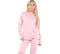 Pretty Attitude Womens Long Sleeve Loungewear Ladies Two Piece Co ord Set Tracksuit Plus Size Crew Neck Sweatshirt and Drawstring Baggy Jogger Pant (UK, Numeric, 16, 18, Regular, Regular, Light Pink)