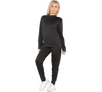 Pretty Attitude Womens Long Sleeve Loungewear Ladies Two Piece Co ord Set Tracksuit Plus Size Crew Neck Sweatshirt and Drawstring Baggy Jogger Pant (UK, Numeric, 20, 22, Regular, Regular, Black)