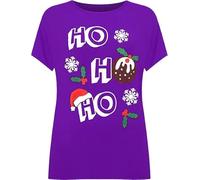 pretty attitude Women's Plus Size Short Sleeve Tee Ladies Christmas Xmas T Shirt Ho Ho Ho Top (as8, Numeric, Numeric_22, Numeric_24, Regular, Regular, Purple)