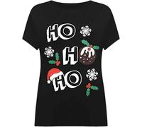 pretty attitude Women's Plus Size Short Sleeve Tee Ladies Christmas Xmas T Shirt Ho Ho Ho Top (as8, Numeric, Numeric_26, Numeric_28, Regular, Regular, Black)