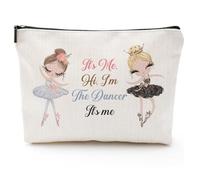 Pretty Ballerina Dancer Cosmetic Bag for Girl, It's Me Hi I'm the Dancer Makeup Bag, Thoughtful Gift for Ballerina Dancer,Waterproof Linen Toiletry Beauty Bag Travel Case Accessories Pouch