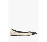 PRETTY BALLERINA Ella Cream & Black Leather Pointed Toe Ballet Pumps S