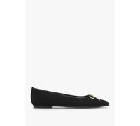 PRETTY BALLERINAS Ella Black Suede Diamante Bow Pointed Toe Ballet Pum