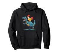 Pretty Big Dinosaur with Funny Chicken Pullover Hoodie