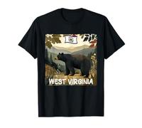 Pretty Black Bear in Nature with West Virginia Colors T-Shirt