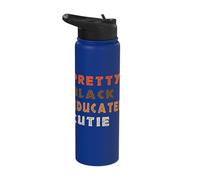 Pretty Black Educated Cutie Gift African History Pride Afro Stainless Steel Insulated Water Bottle