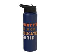Pretty Black Educated Cutie Gift African History Pride Afro Stainless Steel Insulated Water Bottle