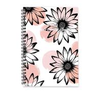 Pretty Black Floral 2026 Diary A5 To Do List 2026 Calendar Diary Womens Notebook for Student Week To View Monthly Year Planner with Dotted Line Note Page Slim