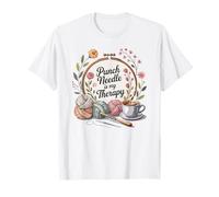 Pretty Boho Coffee Tea Womens Punch Needle is My Therapy T-Shirt