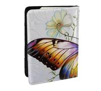 Pretty butterfly Flower Printed Passport Holder - 6.5 x 4.5 Inch RFID Blocking Travel Wallet,Stylish Passport Cover,Lightweight Document Organizer for Cards