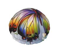 Pretty Butterfly Flower Printed Shower Cap,Waterproof Shower Cap For Women Reusable Shower Hat Bath Caps With Elastic Band