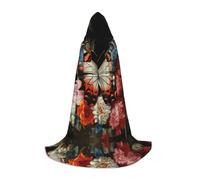 Pretty Butterfly Flowers M Printed Halloween Wizard Cape | Themed Party Costume | Adult/Youth Cosplay Cape | Sizes S M L