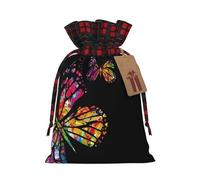 Pretty Butterfly Print Christmas Drawstring Gift Bags Large Xmas Present Storage Bag