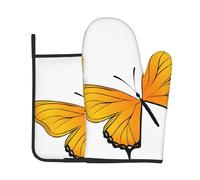 Pretty Butterfly Print Print Oven Mitts And Pot Holders Sets 7"X11" Kitchen Essentials 2-Piece Set Bbq, Baking