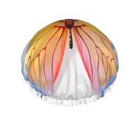 Pretty Butterfly Printed Shower Cap,Waterproof Shower Cap For Women Reusable Shower Hat Bath Caps With Elastic Band