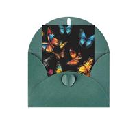Pretty butterfly Seasonal Greeting Card with Dark Green Envelope for Any Occasion Thanksgiving Christmas Birthday Wedding Anniversary Engagement Note Cards
