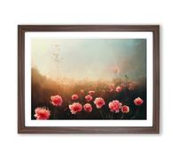 Pretty Carnation Flowers Framed Print | A2 Walnut Framed Wall Art | Ready to Hang | Modern Floral Picture | Living Room Bedroom Lounge Office