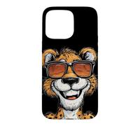 Pretty Cartoon Cougar with Glasses Look Case for iPhone 15 Pro Max