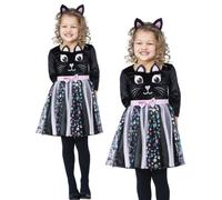 Pretty Cat Costume Girls Halloween Cat Fancy Dress Outfit Toddler Trick Or Treat