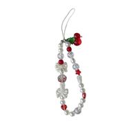 Pretty Cherry Beads Camera Wrist Strap Pearl Charm Lanyard Keychain Accessory Keychain for Cell Phone and Bag