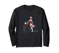 Pretty Christmas Girl with Festive Motorcycle Costume Long Sleeve T-Shirt