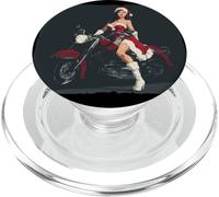 Pretty Christmas Girl with Festive Motorcycle Costume PopSockets PopGrip for MagSafe