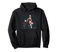 Pretty Christmas Girl with Festive Motorcycle Costume Pullover Hoodie