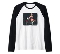 Pretty Christmas Girl with Festive Motorcycle Costume Raglan Baseball Tee
