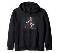Pretty Christmas Girl with Festive Motorcycle Costume Zip Hoodie