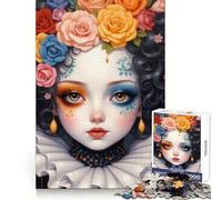 Pretty Clown with Flowers Jigsaw Puzzles 1000 Pieces for Adults Reason Skill Toy Calm Relax Exact Cut Heartfelt Gift (38x52cm)