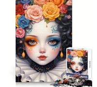 Pretty Clown with Flowers Jigsaw Puzzles for Teenagers 1000 Pieces Logic Sense Toy Calm Fun Smooth Edge Birthday Gift (50x75cm)