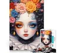Pretty Clown with Flowers Jigsaw Puzzles for Teenagers 1000 Pieces Logic Sense Toy Calm Fun Smooth Edge Birthday Gift (50x75cm)