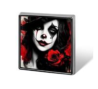 Pretty Clown Woman Rose Painting Button Pins Square Badge Personalized Button Brooch Lapel Pins for Women Men Gifts