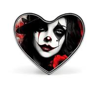 Pretty Clown Woman Rose Painting Heart Badge Funny Lapel Pins Personalized Button Brooch Pin for Clothing Bag Accessories