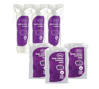 Pretty Cotton Pads 6 Pack Set - Includes 3 Packs of Pretty 80 Round Pads and 3 Packs of Pretty 50 Square Cotton Wool Pads - Soft Cosmetic Pads for Face, Nails, Make-Up Removal and Skincare